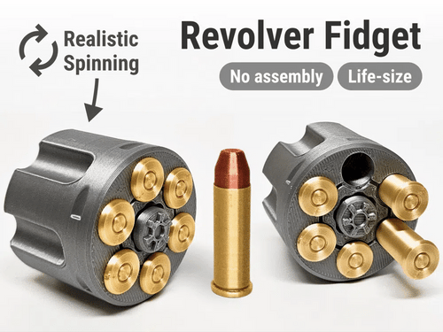 Bębenek Rewolweru Fidget - Realistyczny Gadżet EDC na Biurko Magazynek