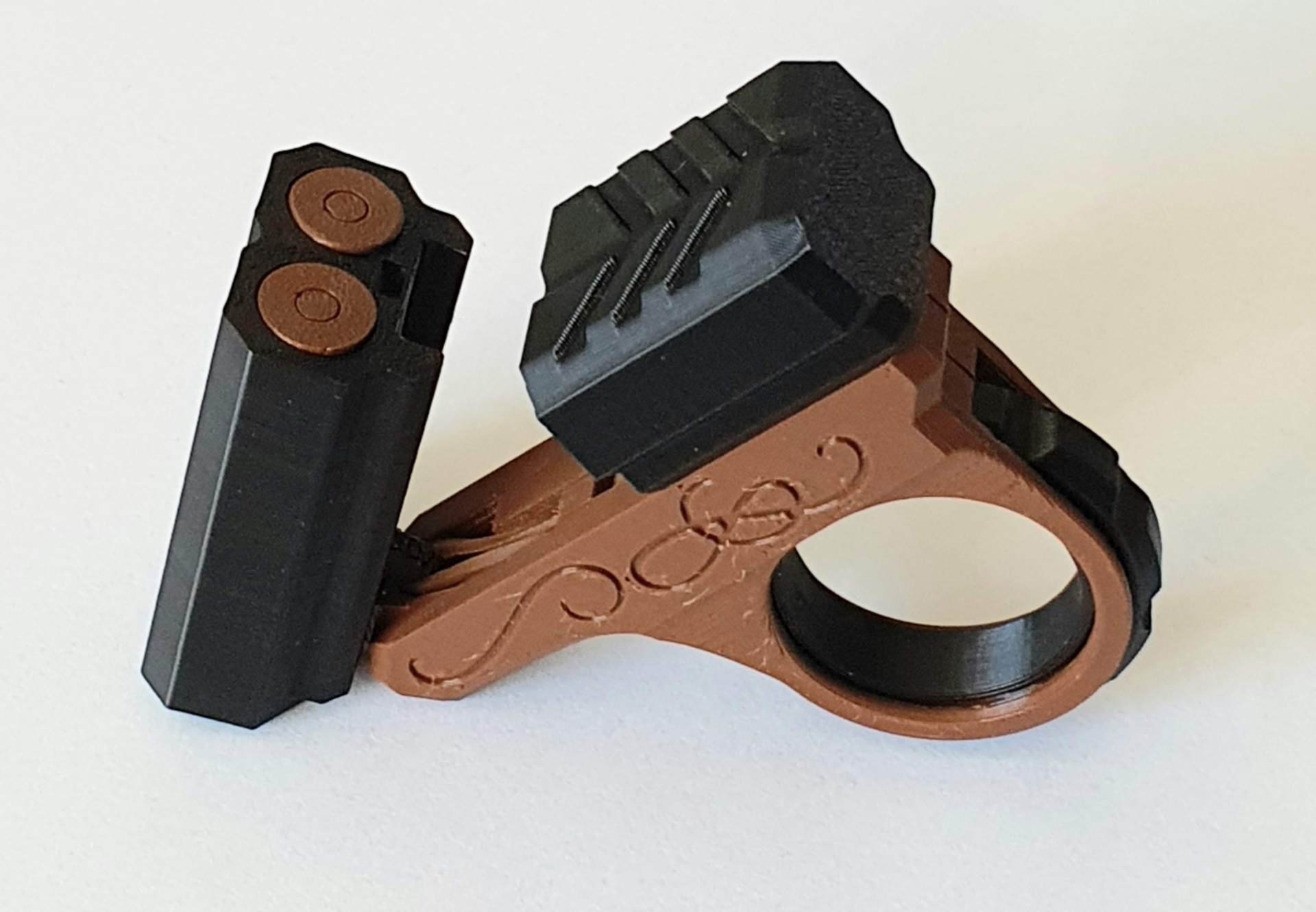 Pistolet Fidget Spinner Podwójna Lufa Antystresowa Zabawka + 2 Naboje