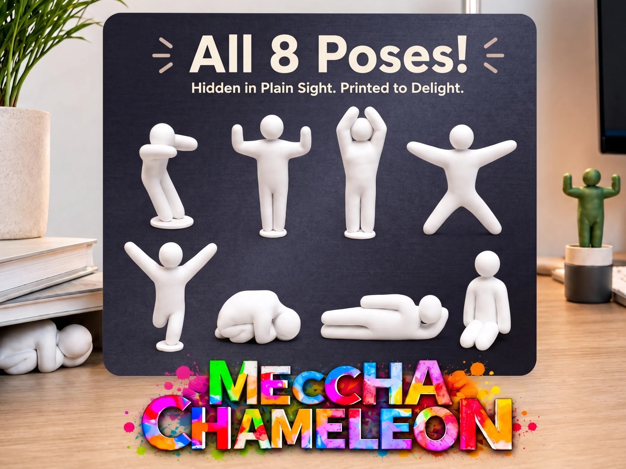 Meccha Chameleon Figurki Gry 8szt 70mm Białe Do Pomalowania Kamuflaż PC