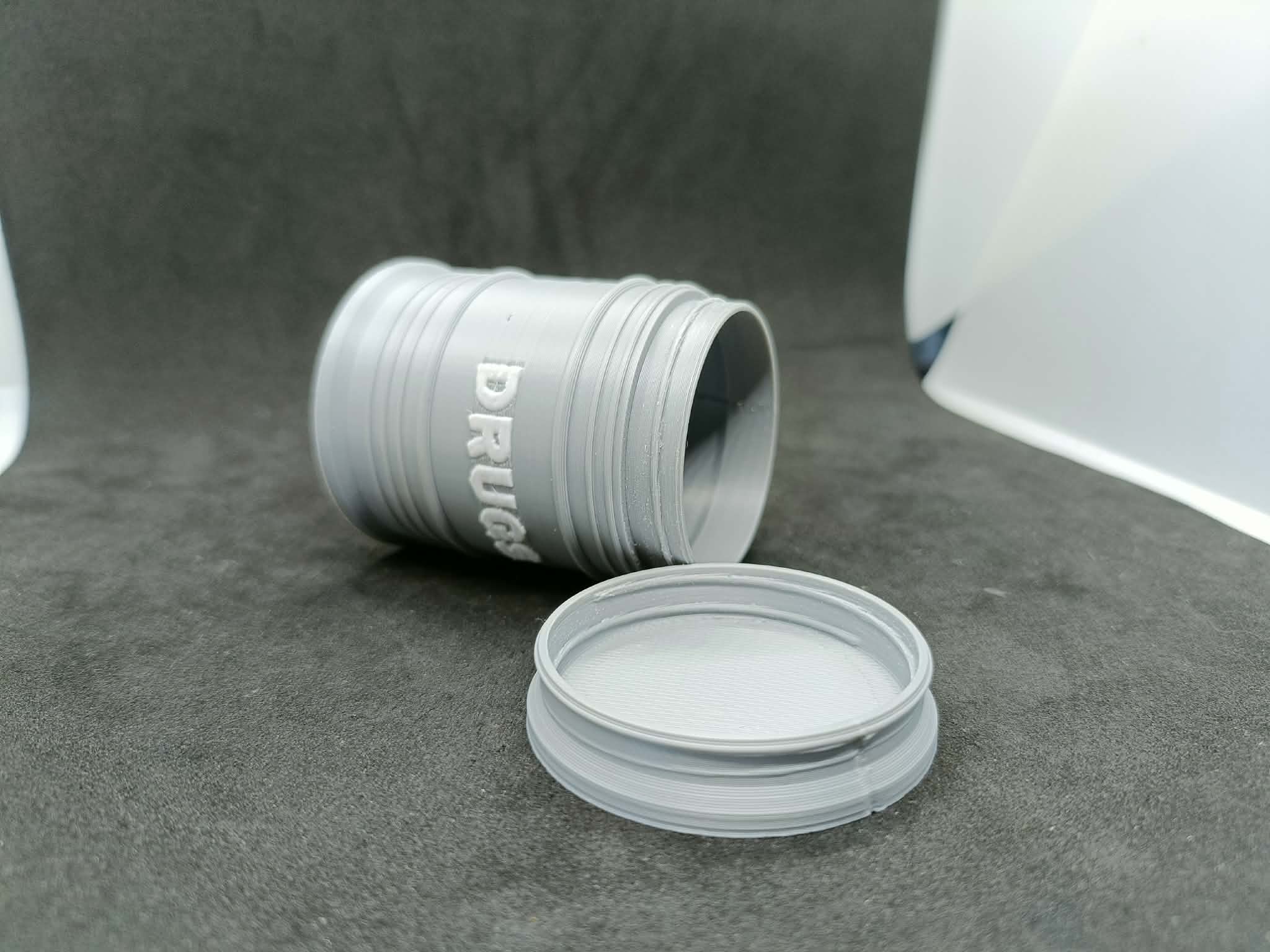 Pojemnik Beczka DRUGS Organizer na Tabletki Śruby Druk 3D 52mm